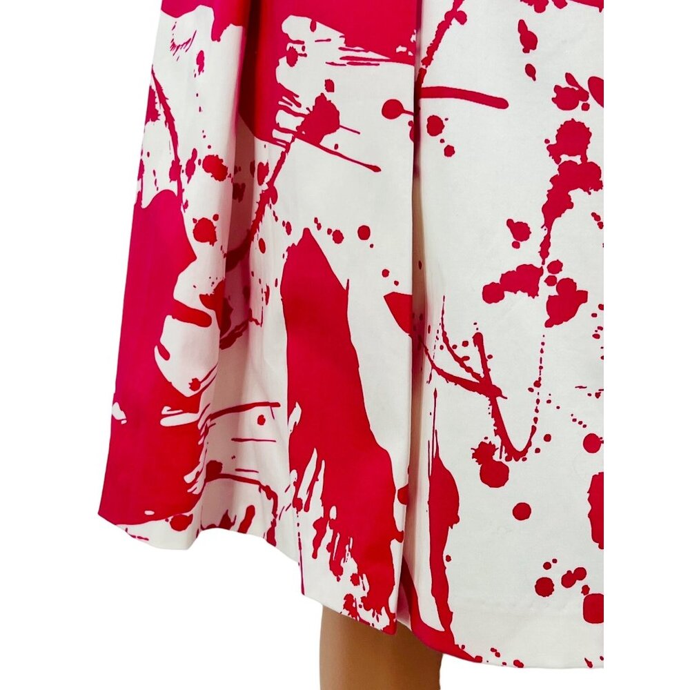 Calvin Klein Pink & White Paint Splatter Pleated A-Line Skirt - Picture 12 of 16